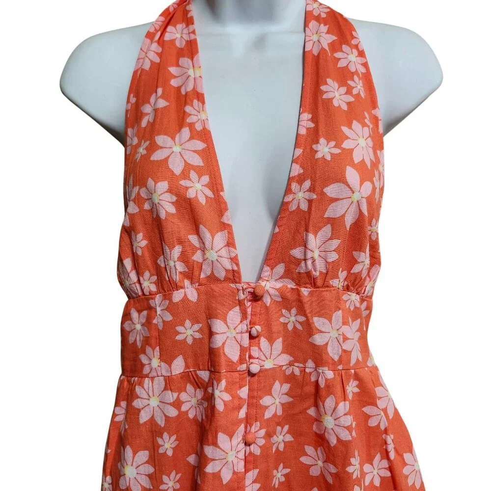 Billabong x Wrangler Women's Large Hung Up Dress Fireside Floral Print  Peach - Picture 8 of 12